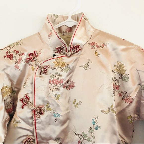 Vintage Jackets & Coats Vintage Asian Pink Satin Silk Jacket